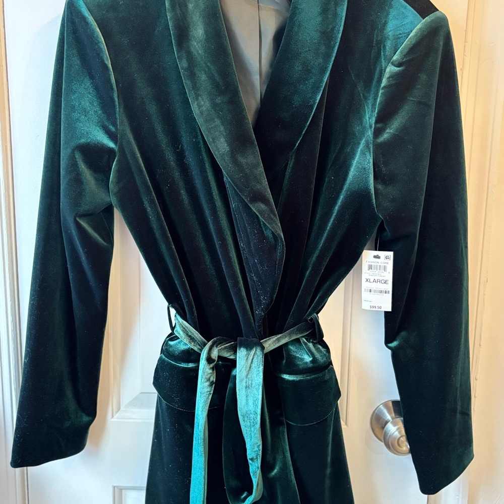 INC International Concepts Dark Green Velvet jacket and pants set - Picture 4 of 9